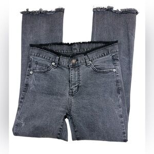 Style Lab Eyelash Waistband Raw Hem Bootcut Denim Jeans Medium